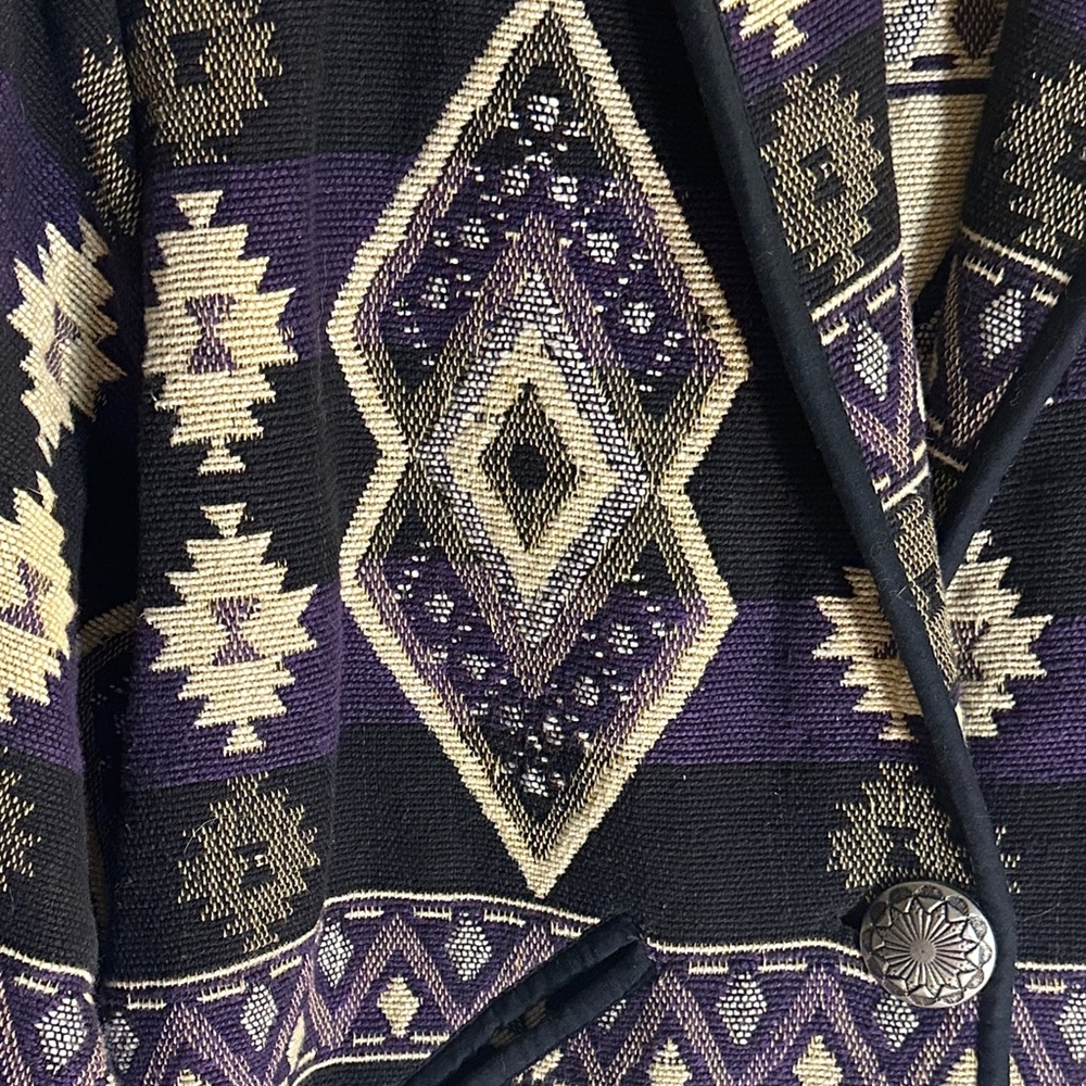 Vintage Linda Leez Wearable Art southwestern Patterned Jacket Sz L - Picture 5 of 15